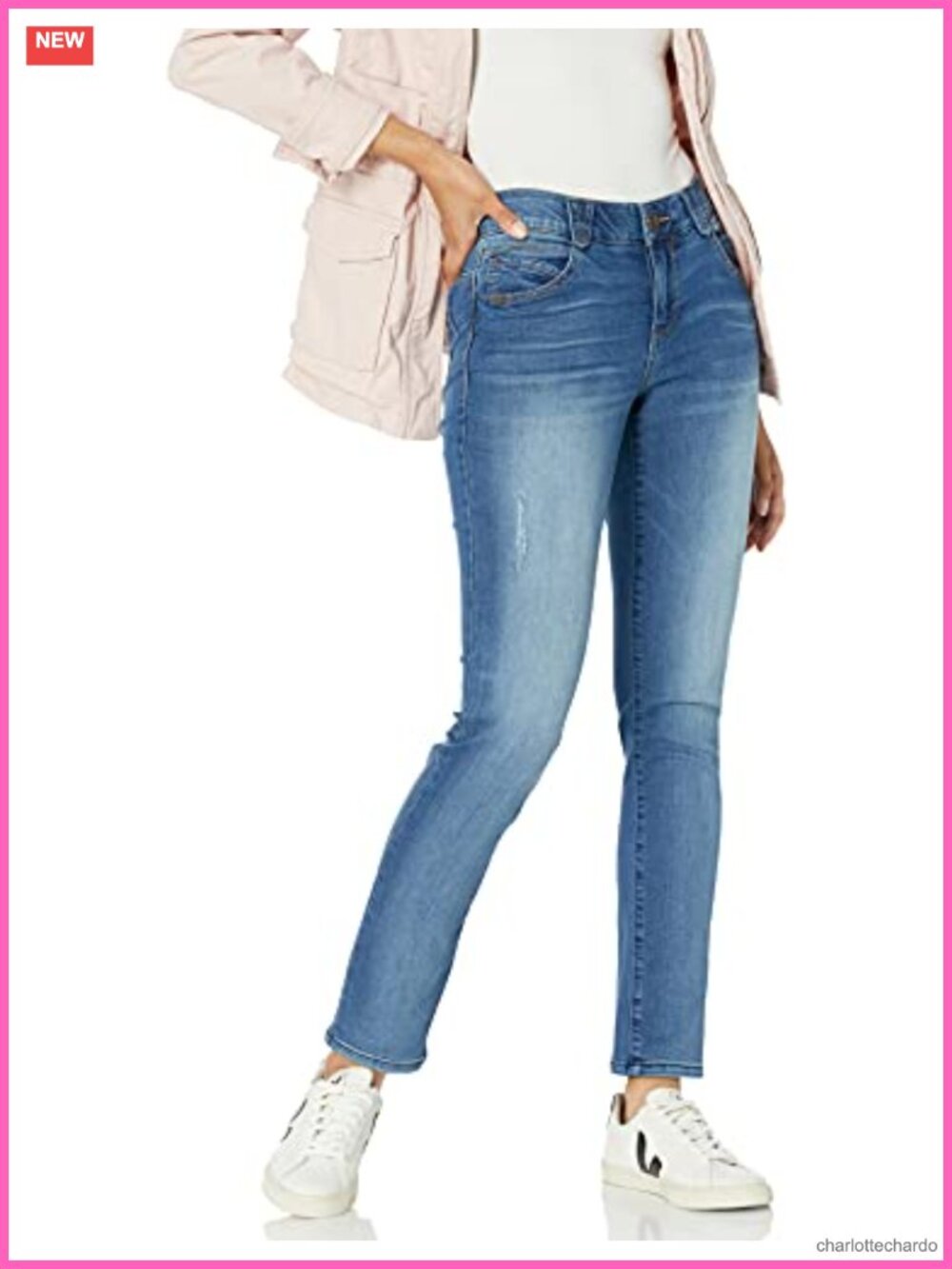 Petite Ab Solution Straight Leg Jeans Super Stretch Slimming Mid Rise